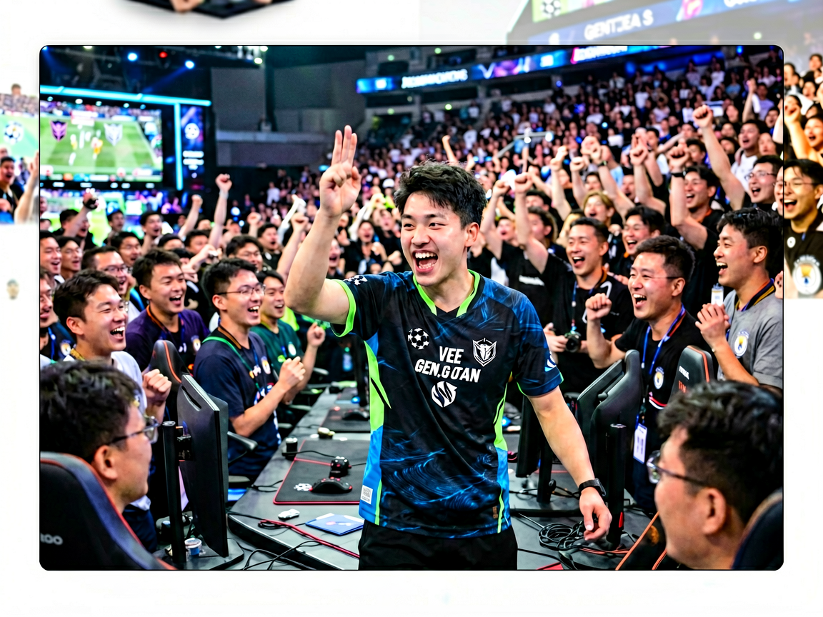电竞赛事现场观众热情高涨的电竞比赛画面